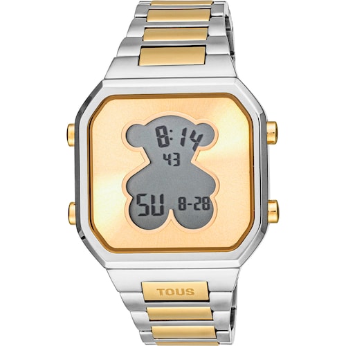 Reloj digital con brazalete de acero SS y acero IPG dorado D-BEAR