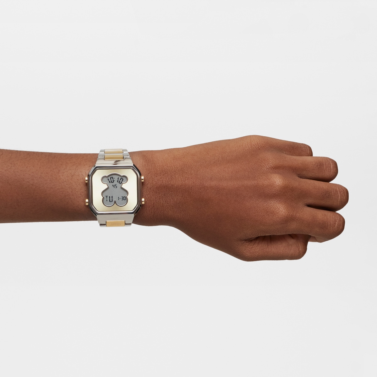 Reloj digital con brazalete de acero SS y acero IPG dorado D-BEAR