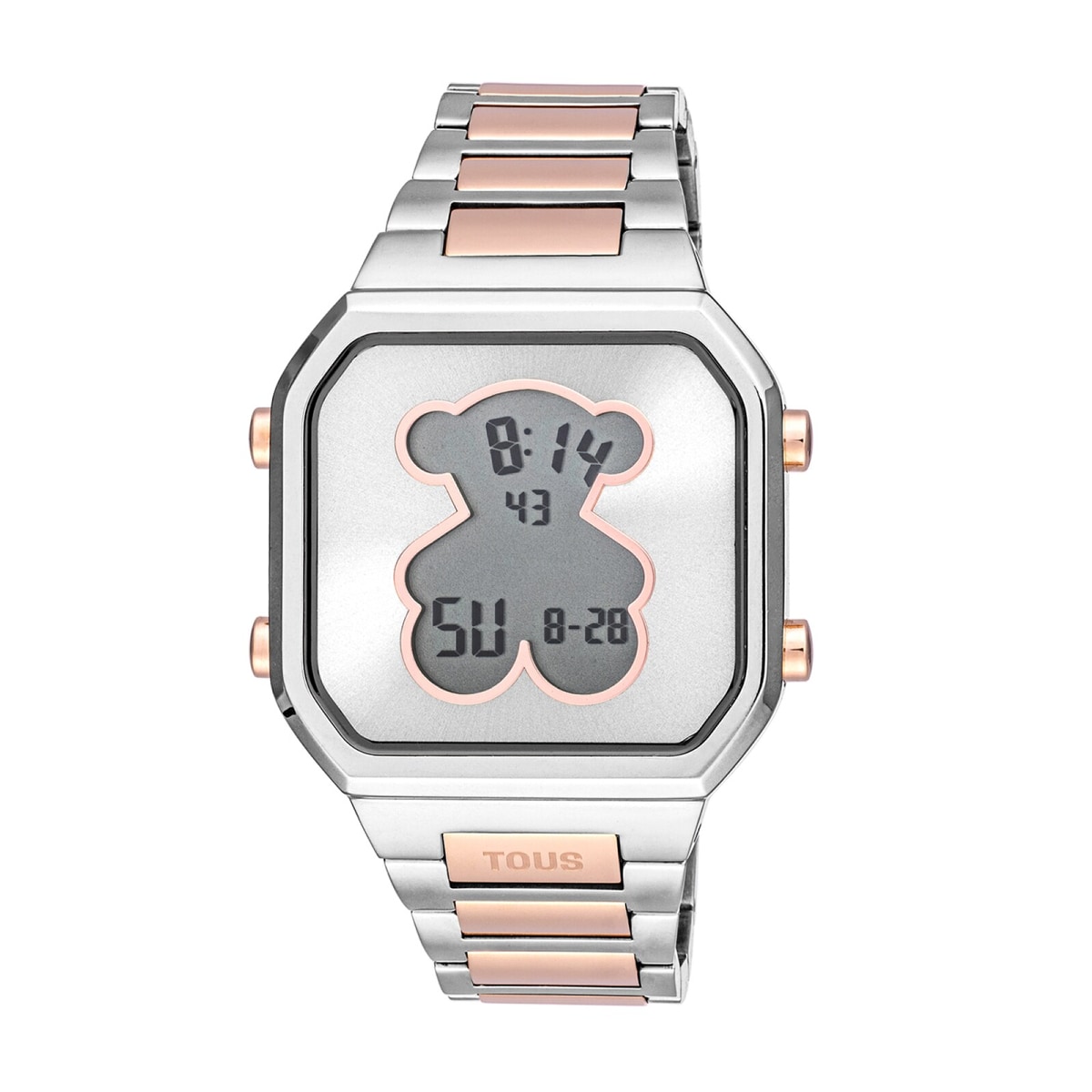 Tous - Reloj Digital Con Brazalete De Acero Ss Y Acero Iprg Rosado D-Bear - Único