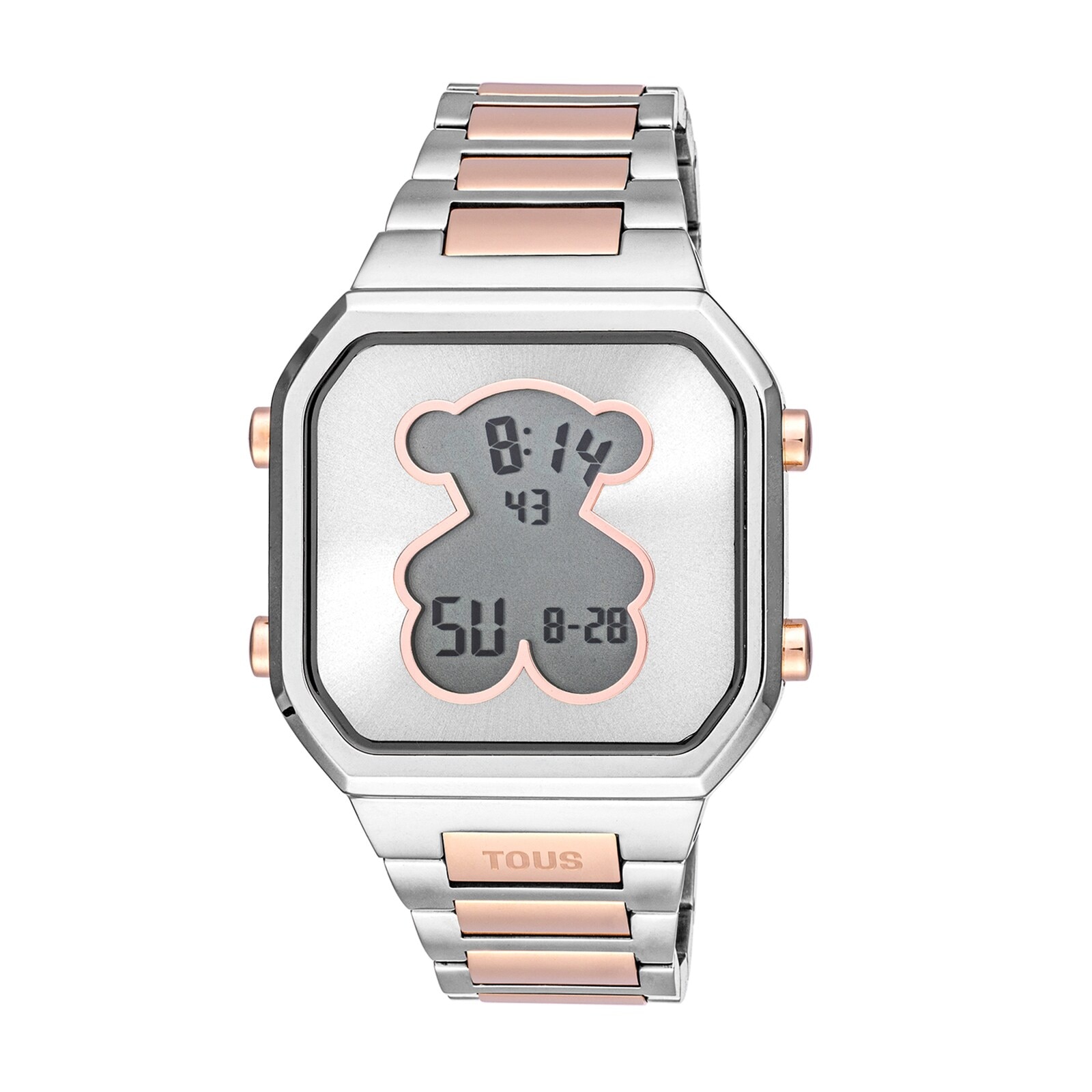 Digital Watch with stainless steel and rose-colored IPRG steel bracelet D-BEAR
