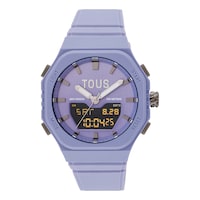 Reloj analógico-digital de acero IP lila con brazalete de nylon lila Bet