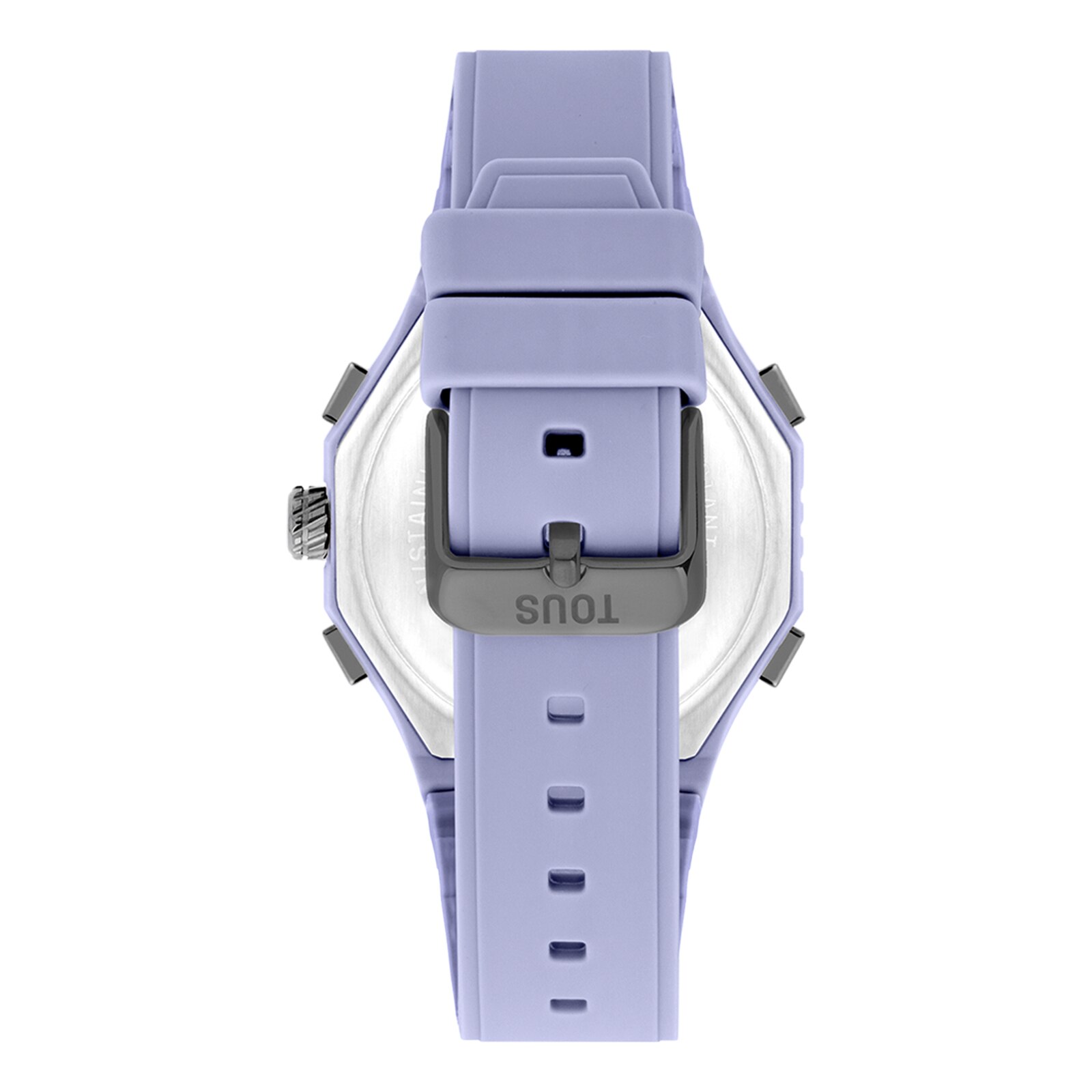 Reloj analógico-digital de acero IP lila con brazalete de nylon lila Bet