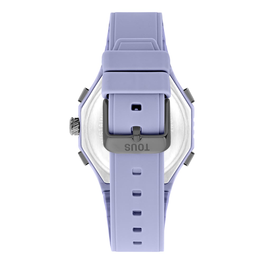 Reloj analógico-digital de acero IP lila con brazalete de nylon lila Bet image number 2