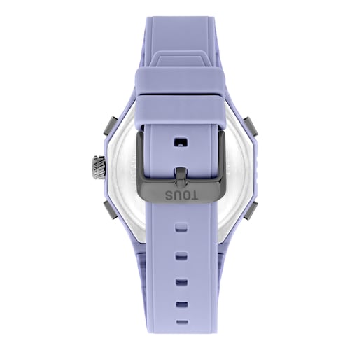 Reloj analógico-digital de acero IP lila con brazalete de nylon lila Bet