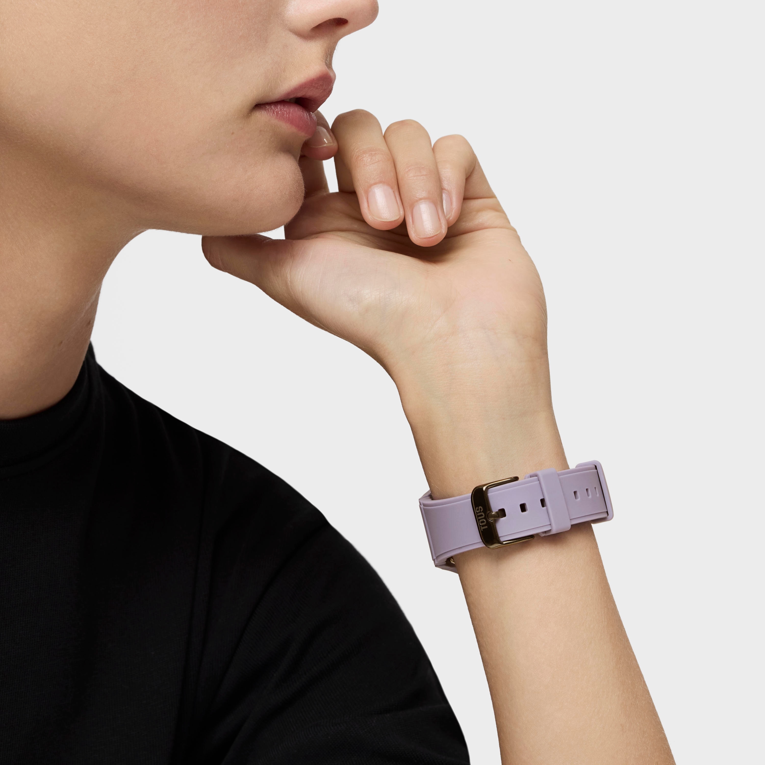 Reloj analógico-digital de acero IP lila con brazalete de nylon lila Bet