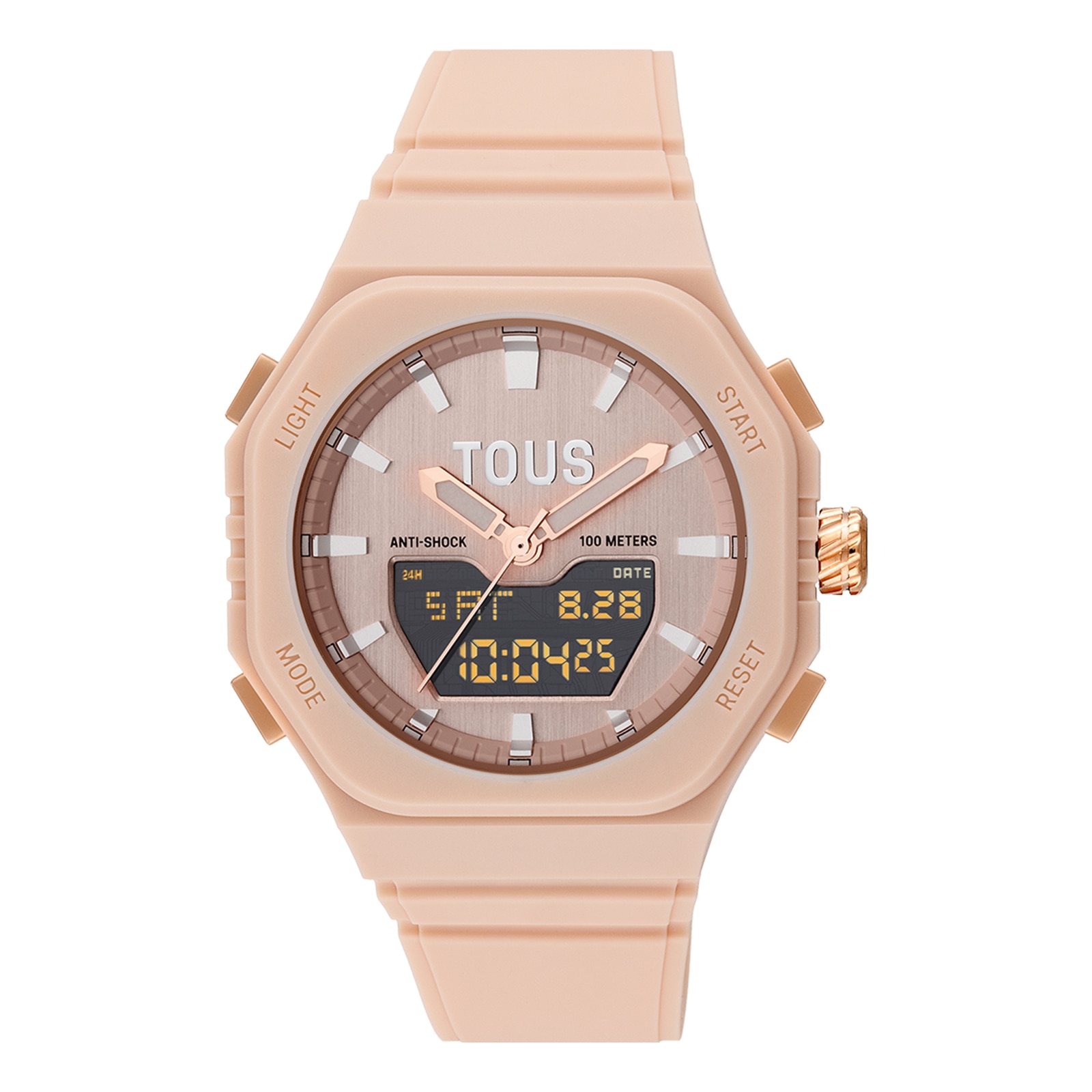 Reloj analógico-digital de acero IPRG nude con brazalete de nylon rosa Bet