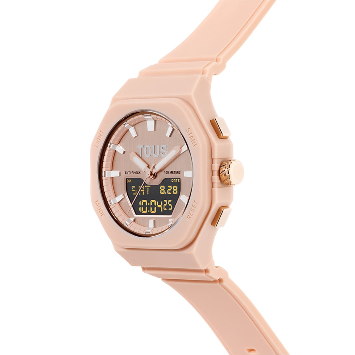Nude-colored IPRG Steel analog-Digital Watch with pink nylon Bracelet Bet