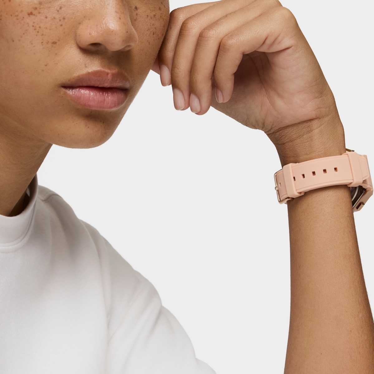 Nude-colored IPRG Steel analog-Digital Watch with pink nylon Bracelet Bet