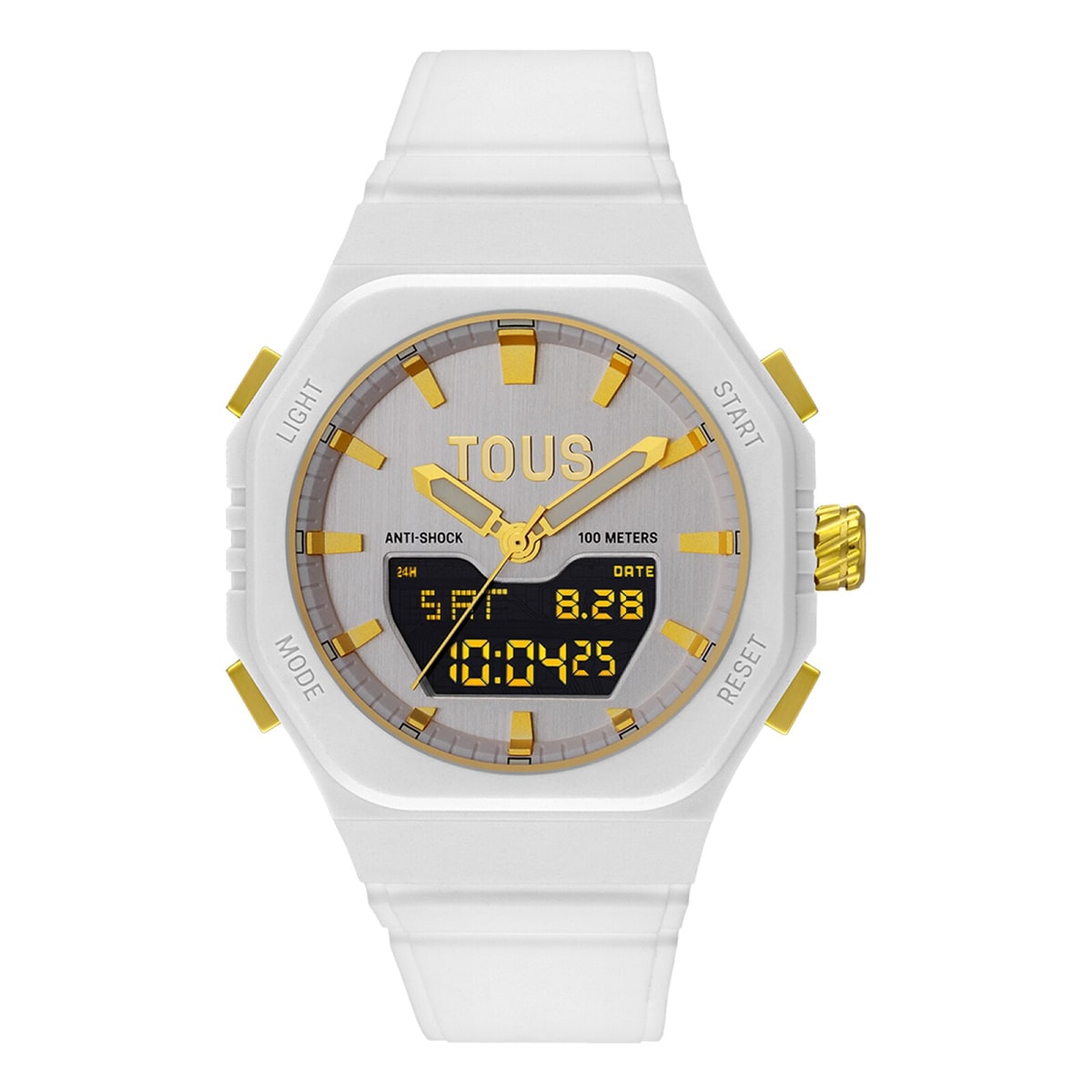 Tous - Reloj Analógico/Digital De Acero Ipg Dorado Con Brazalete De Nylon Blanco Bet - Único
