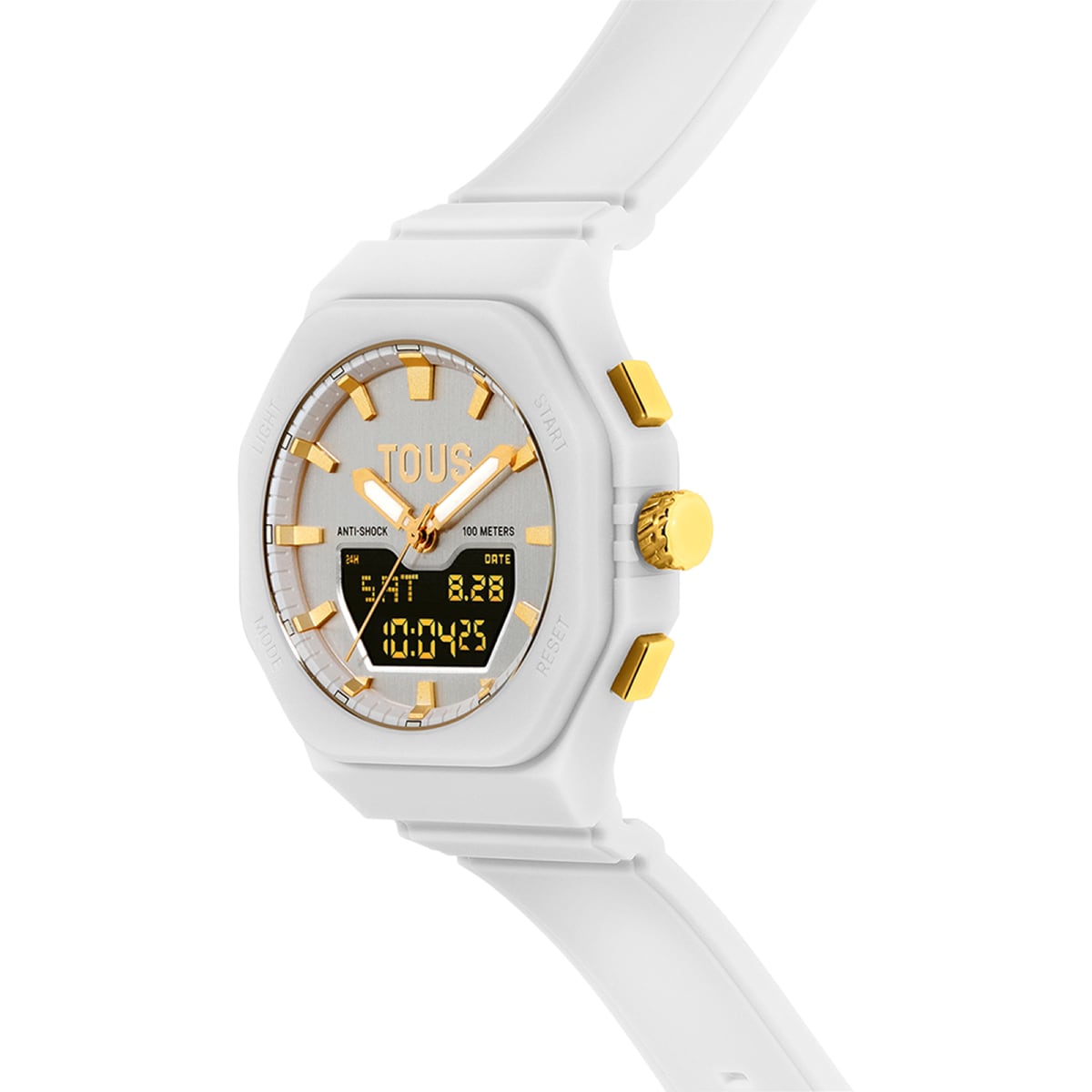 Gold-colored IPG steel IPG analog-digital Watch with white nylon bracelet Bet
