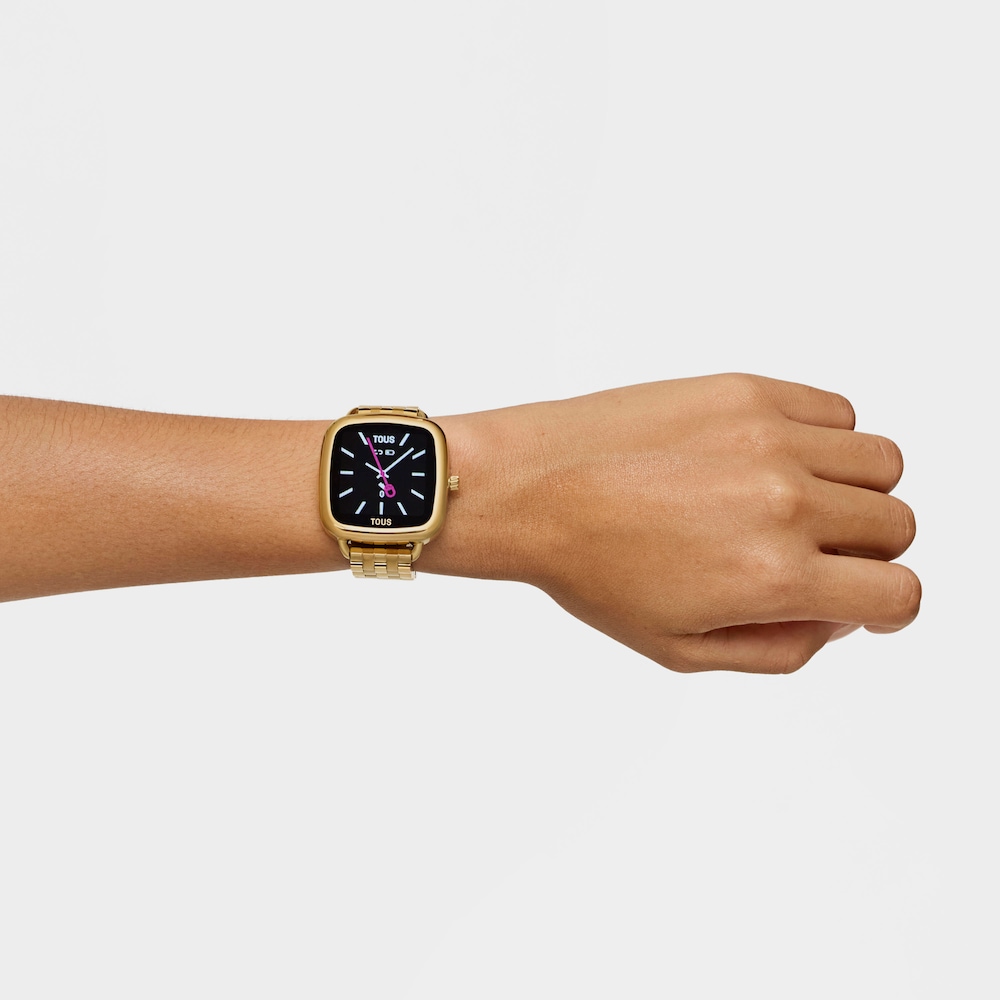 Smartwatch D-Connect ze złotą stalową bransoletą IPG.