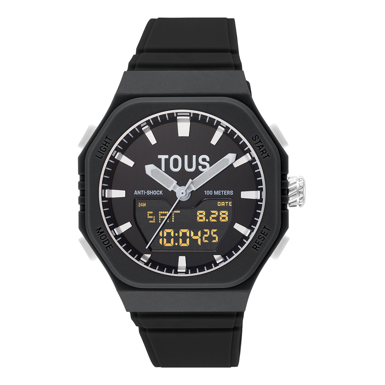 Reloj analógico-digital de acero y brazalete de nylon negro Bet