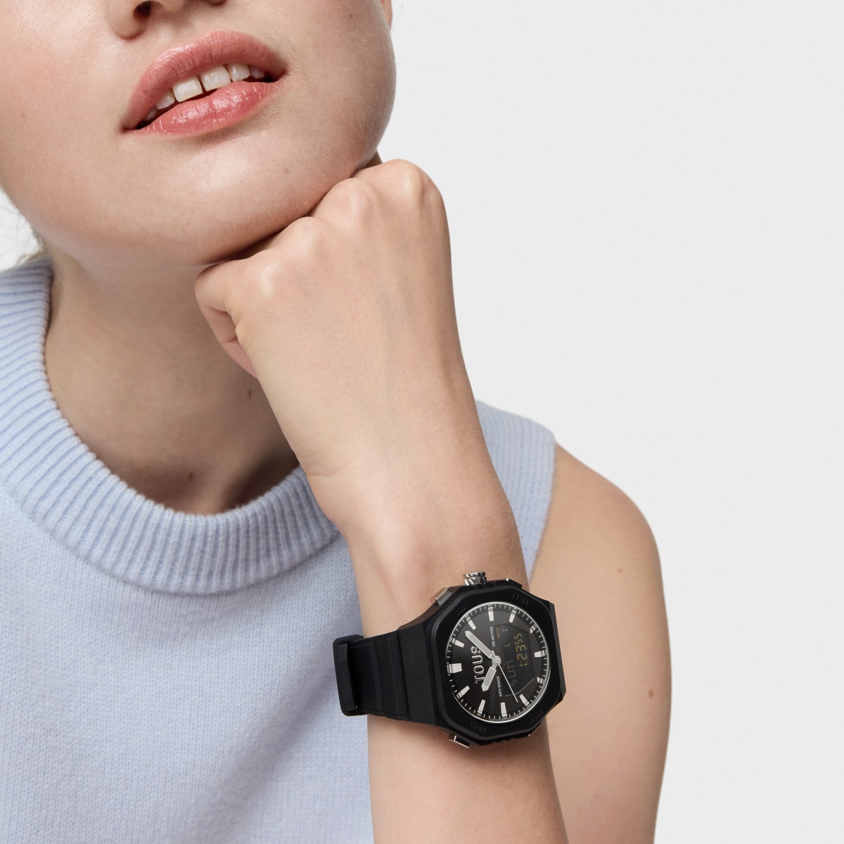 Steel analog-digital Watch and black nylon bracelet Bet