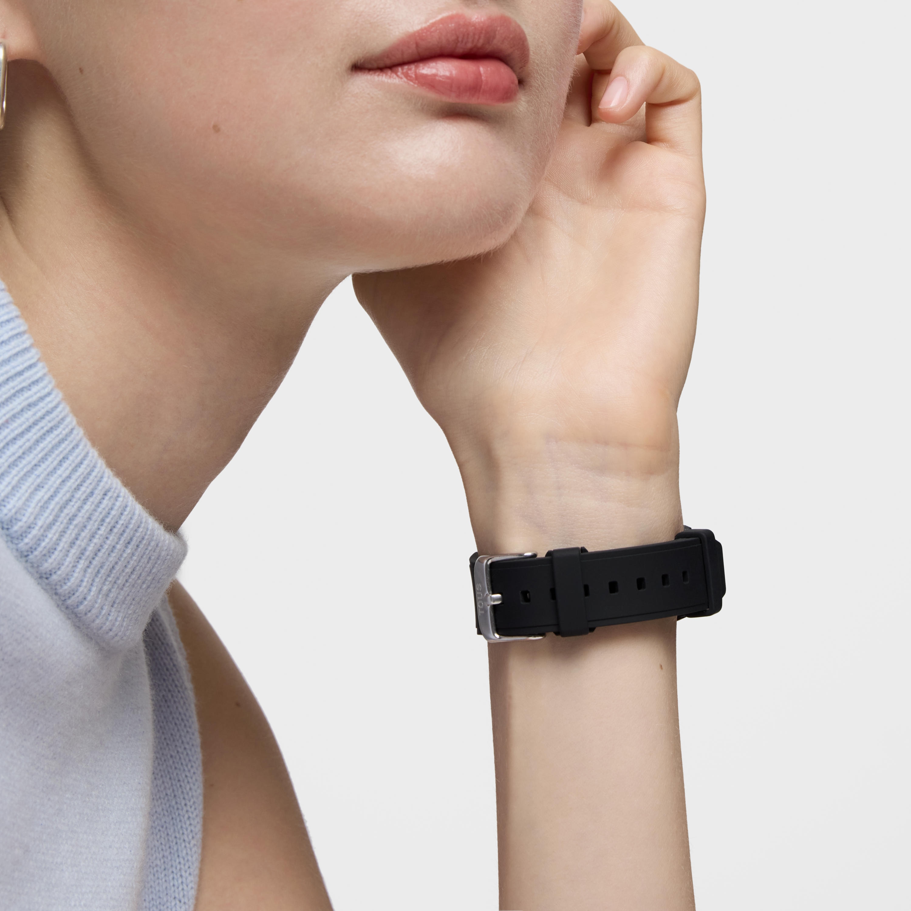 Reloj analógico-digital de acero y brazalete de nylon negro Bet
