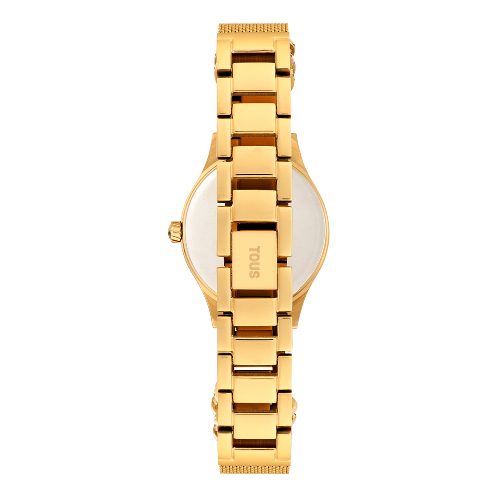 Reloj analógico con brazalete de acero IPG dorado y esfera de nácar Epic Icon Mesh