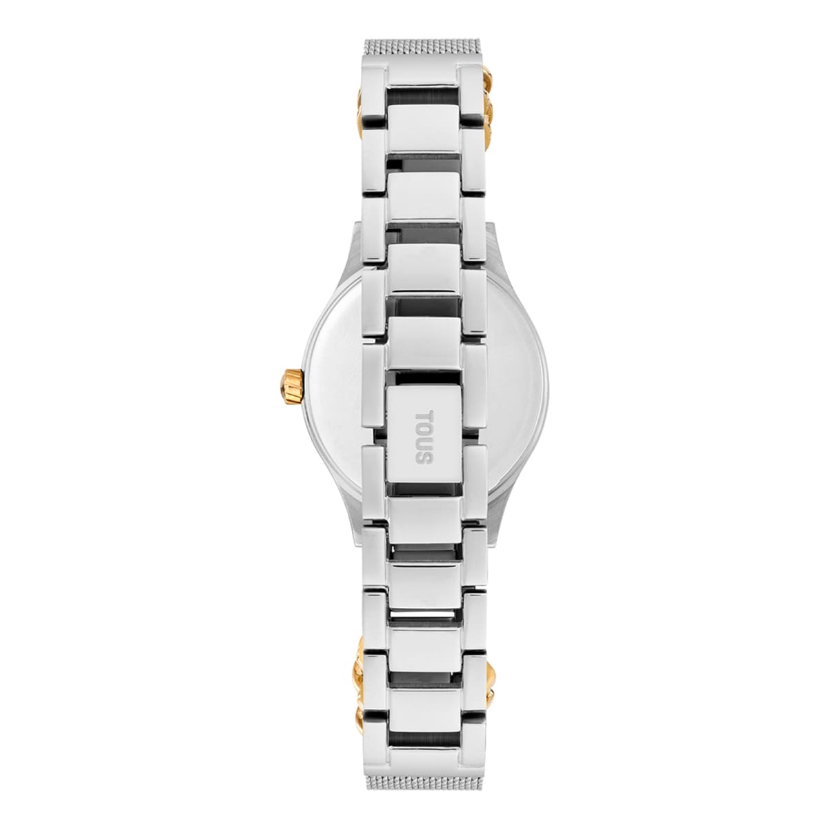 Reloj analógico con brazalete de acero SS, acero IPG dorado y esfera de nácar Epic Icon Mesh