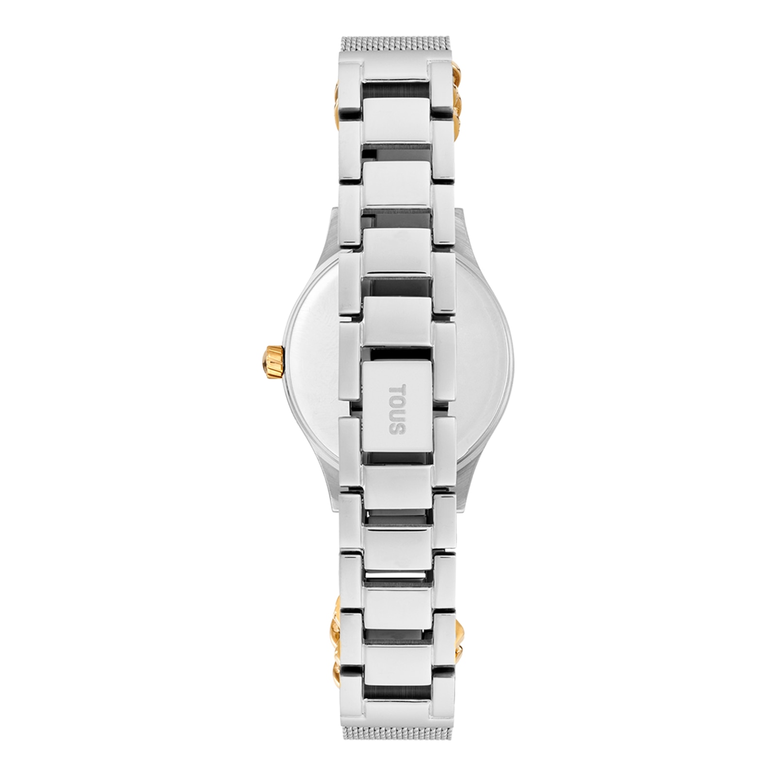 Reloj analógico con brazalete de acero SS, acero IPG dorado y esfera de nácar Epic Icon Mesh