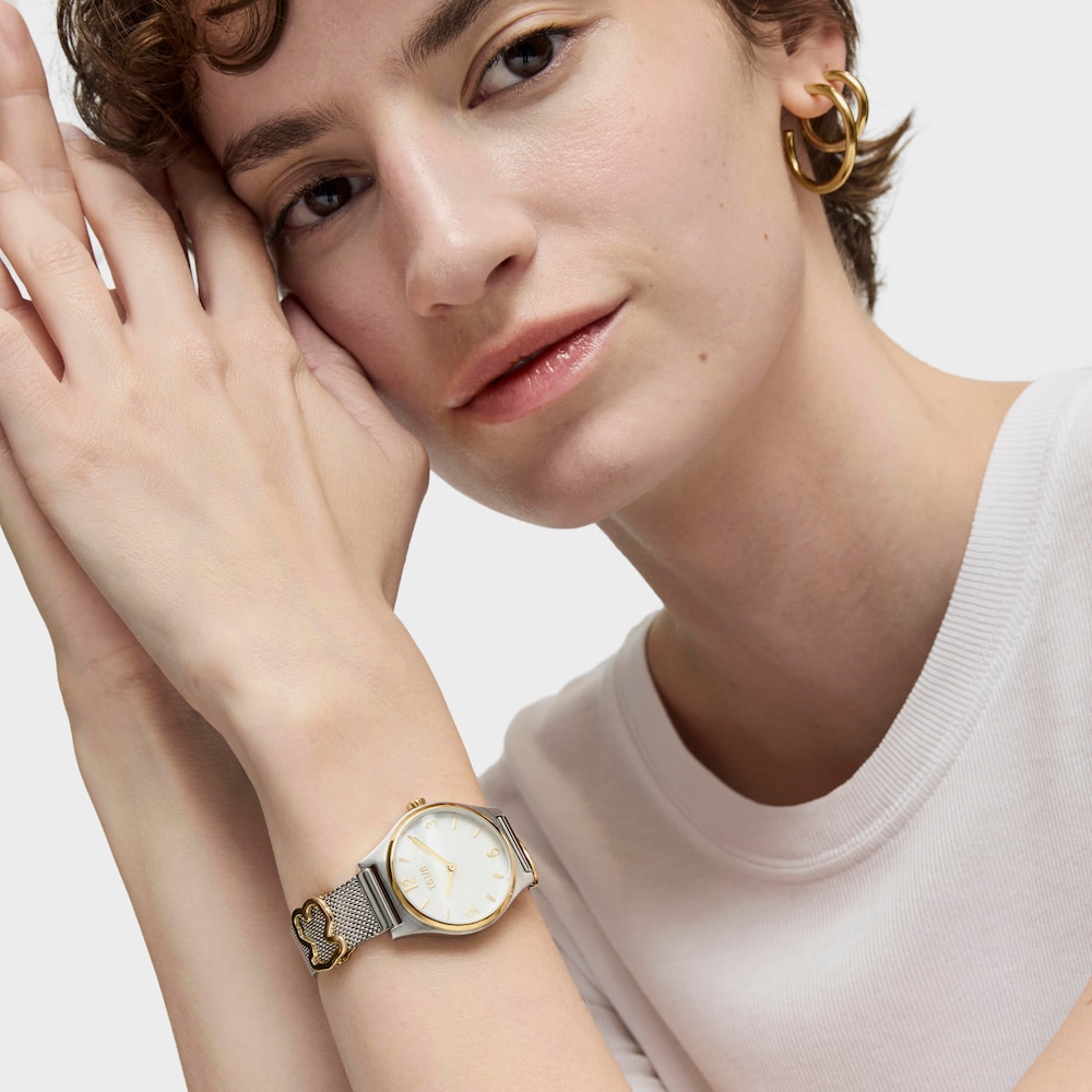 Analogov&eacute; Hodinky z&nbsp;nerezov&eacute; oceli s&nbsp;n&aacute;ramkem z&nbsp;IPG oceli ve zlat&eacute; barvě Epic Icon Mesh