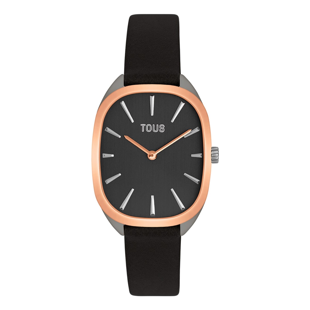 Tous - Reloj Analógico De Acero Iprg Rosa Con Correa De Piel Negra Heritage - Único
