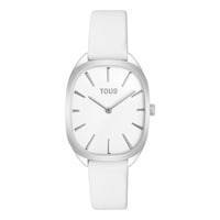 Steel analog Watch with white leather strap Heritage