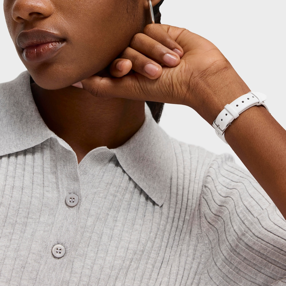 Oceľov&eacute; anal&oacute;gov&eacute; hodinky s&nbsp;bielym kožen&yacute;m remienkom Heritage