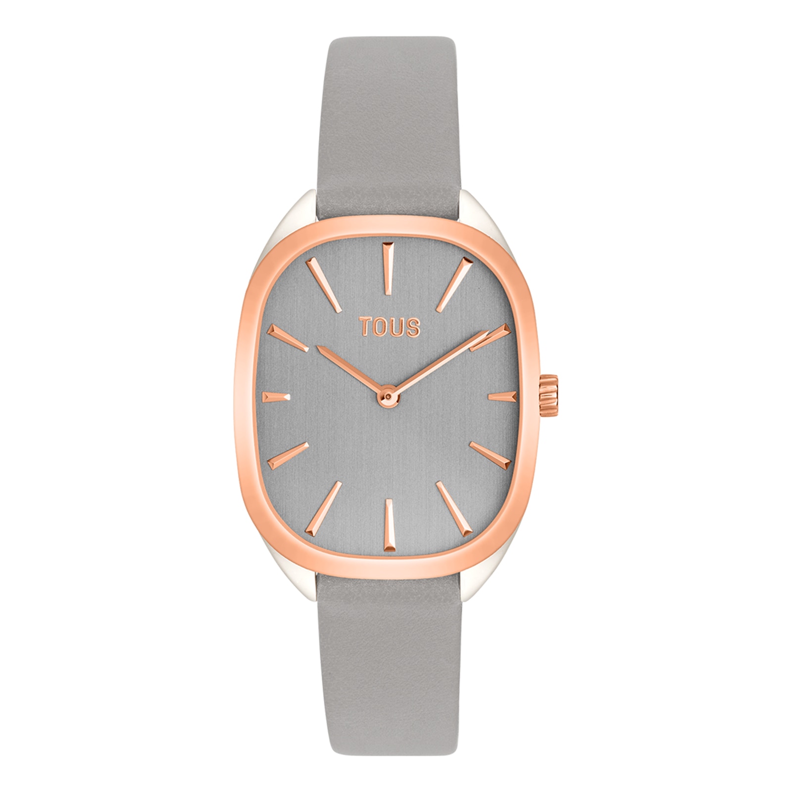 Pink IPG steel analog Watch with gray leather strap Heritage