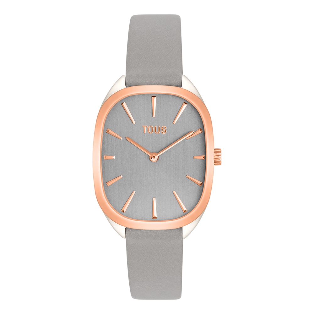 Pink IPG steel analog Watch with gray leather strap Heritage image number 0