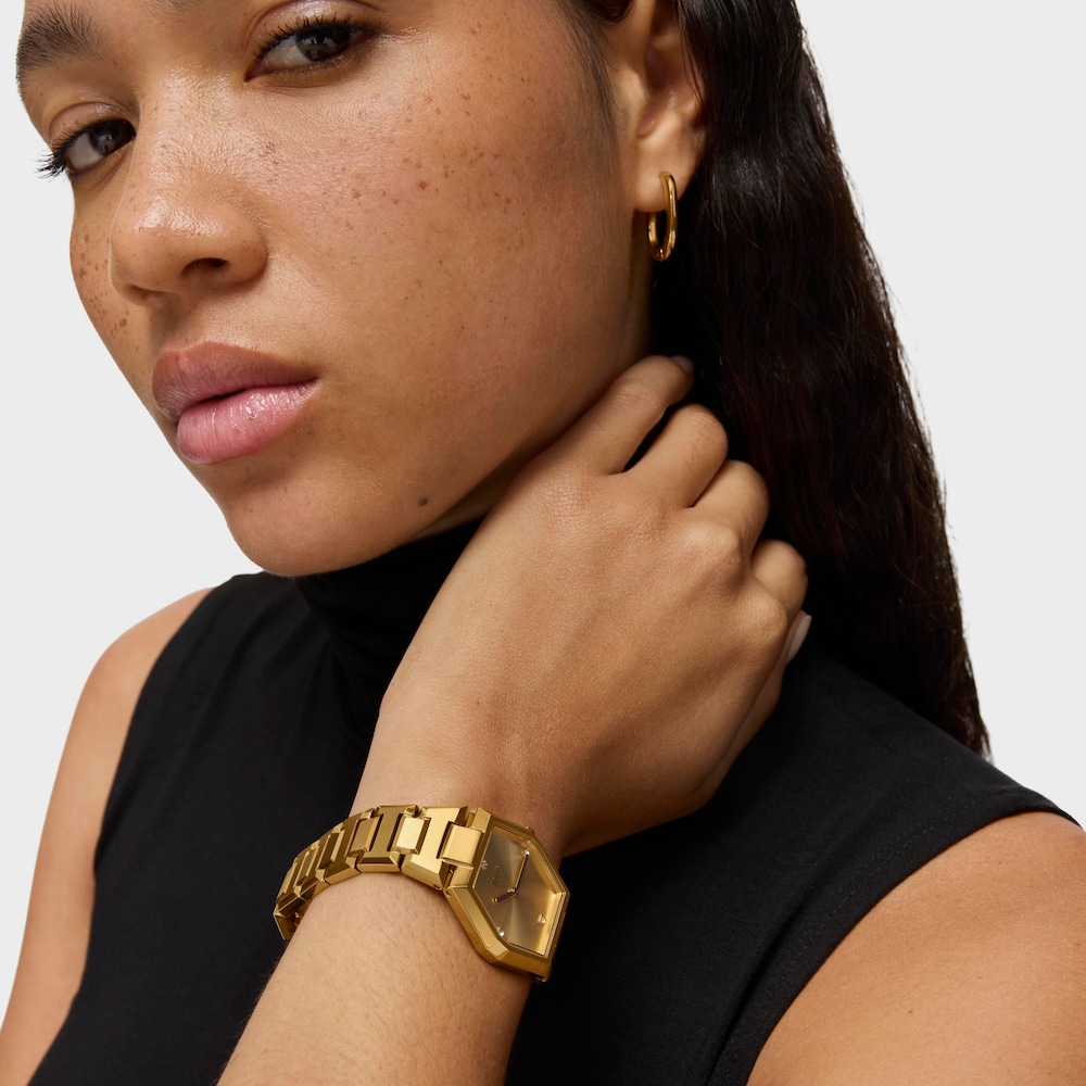 Analogov&eacute; Hodinky s&nbsp;n&aacute;ramkem z&nbsp;IPG oceli ve zlat&eacute; barvě Karat