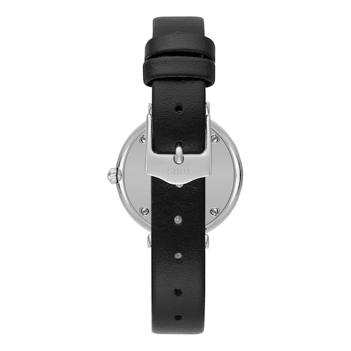 Reloj con movimiento suizo analógico de acero con 0,49 ct en diamantes y brazalete de piel negra Les Classiques