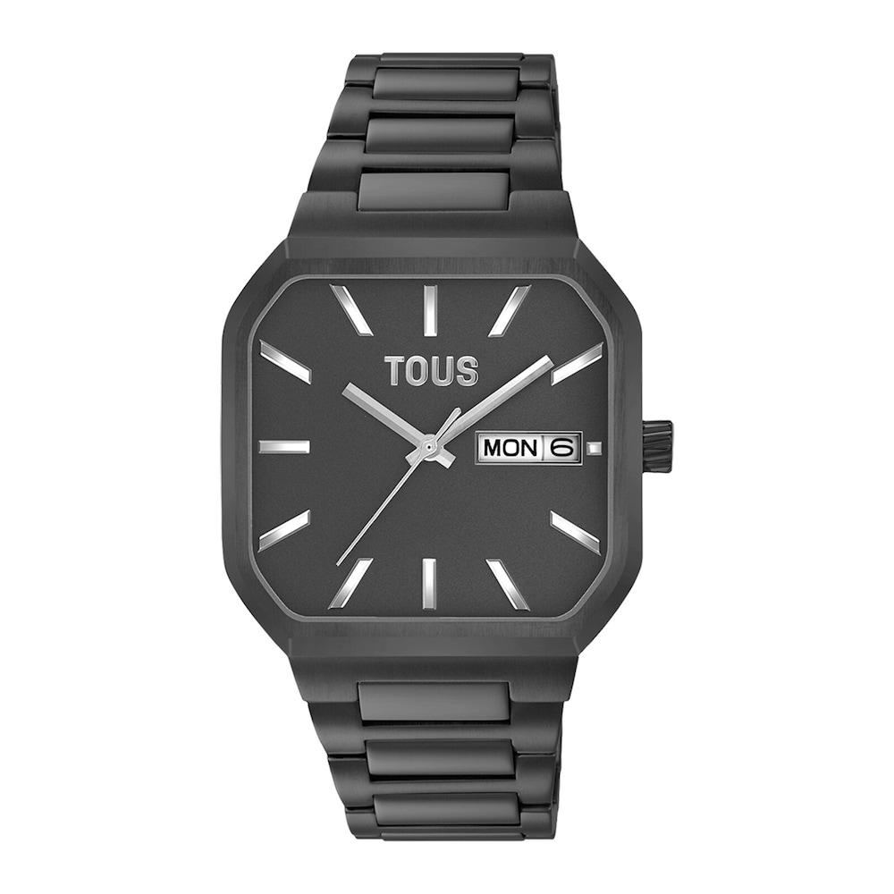 Reloj anal&oacute;gico con brazalete acero IP negro Lit