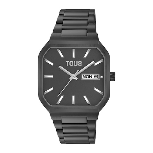 Reloj anal&oacute;gico con brazalete acero IP negro Lit