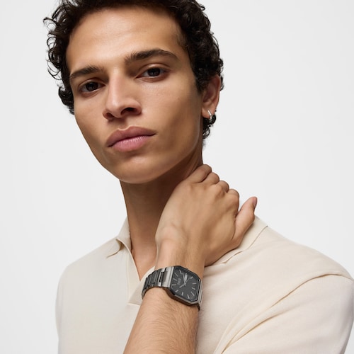 Reloj analógico con brazalete acero IP negro Lit