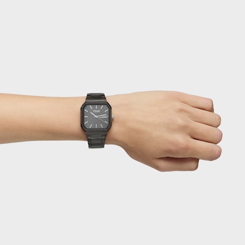 Reloj analógico con brazalete acero IP negro Lit