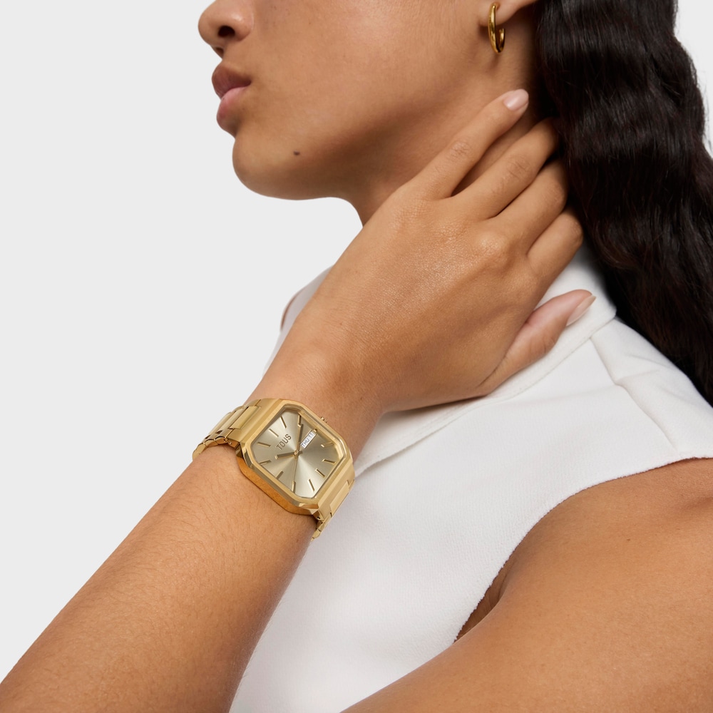 Analoguhr Lit mit Armband aus goldfarbenem IPG-Stahl