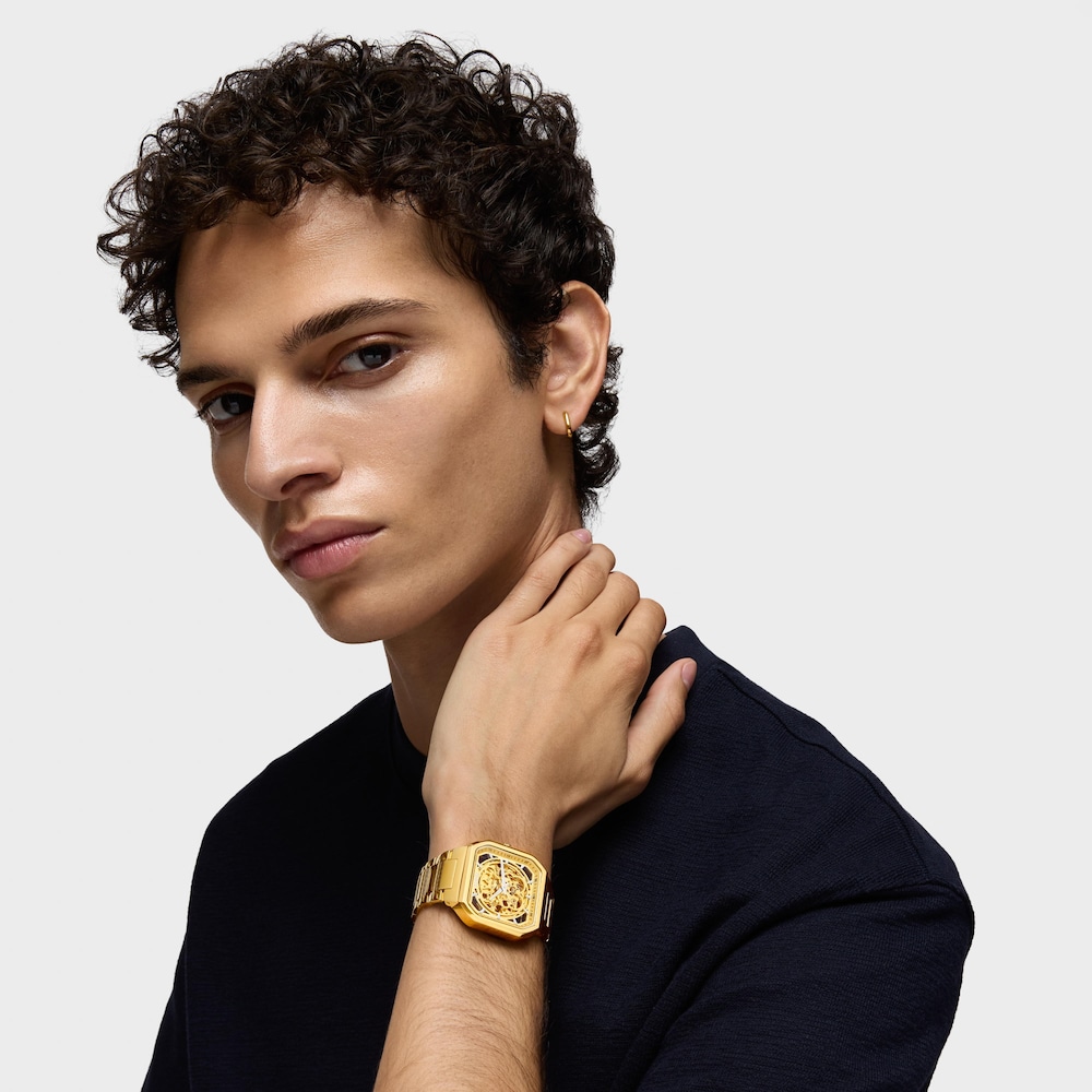 Anal&oacute;gov&eacute; hodinky s&nbsp;n&aacute;ramkom z&nbsp;ocele IPG zlatej farby D-Bear Now