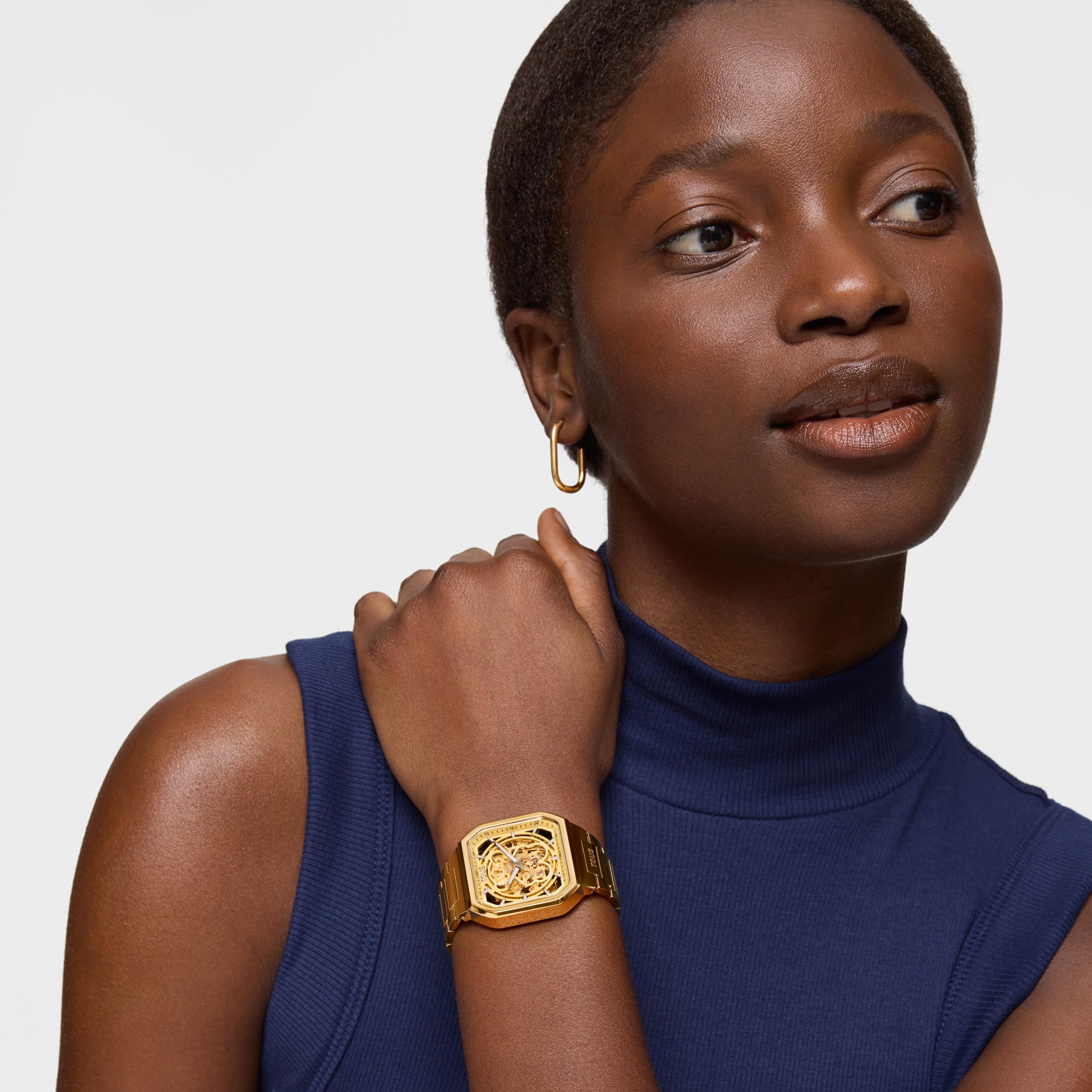 Analog Watch with gold-colored IPG steel bracelet D-Bear Now