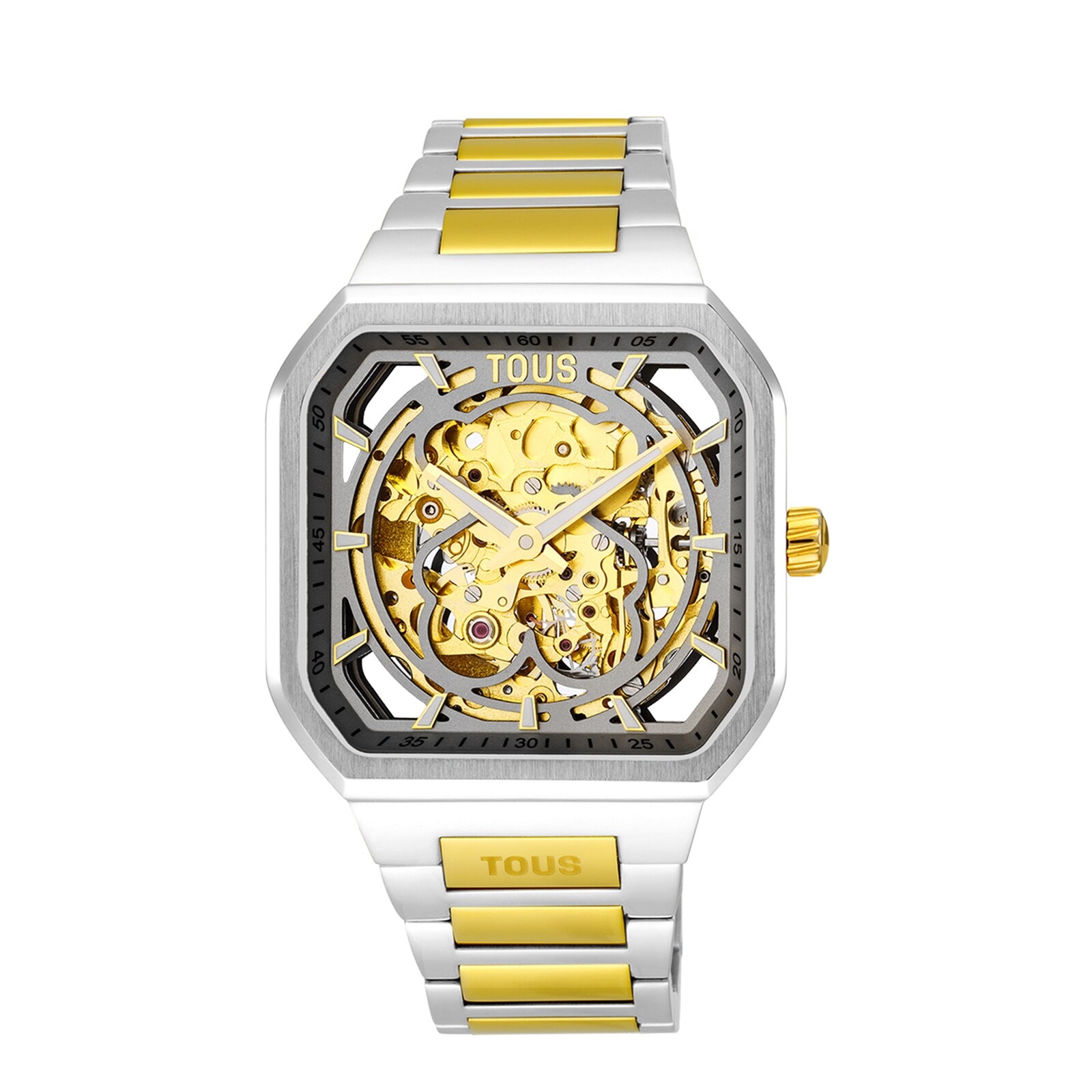 Automatic analog Watch with gold-colored IPG steel and steel bracelet D-Bear Now