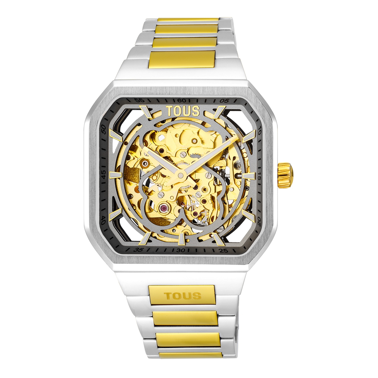 Reloj analógico automático con brazalete de acero IPG dorado y acero D-Bear Now