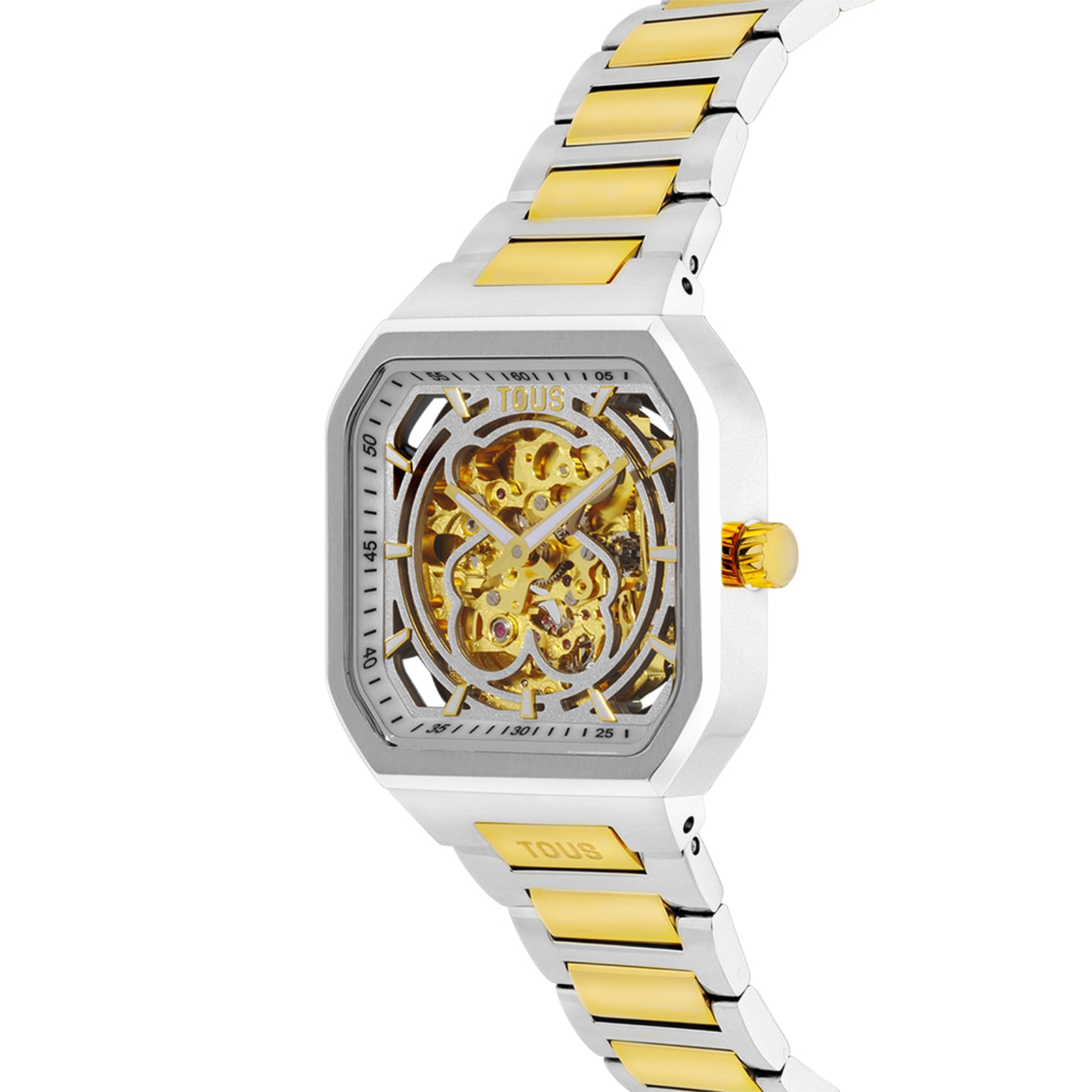 Reloj analógico automático con brazalete de acero IPG dorado y acero D-Bear Now