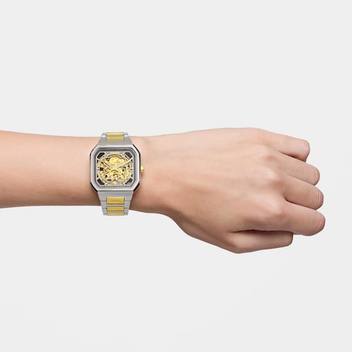 Automatic analog Watch with gold-colored IPG steel and steel bracelet D-Bear Now