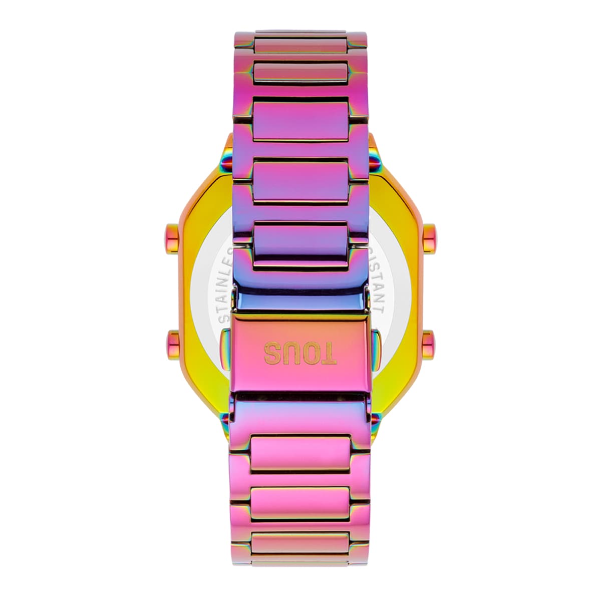Reloj digital con brazalete de acero IP iridiscente D-Bear