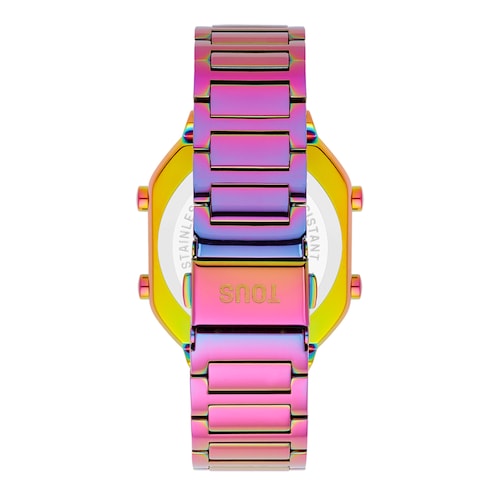 Reloj digital con brazalete de acero IP iridiscente D-Bear