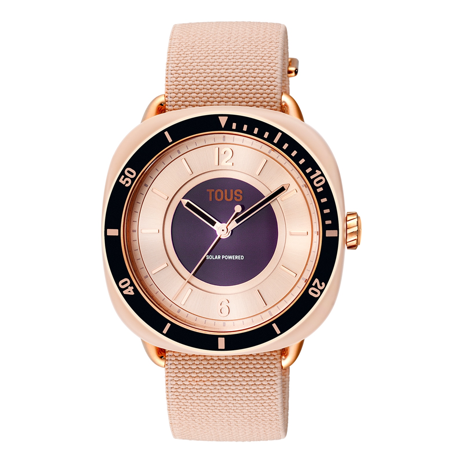 Nude-colored IPRG steel analog Watch with pink elastic bracelet
