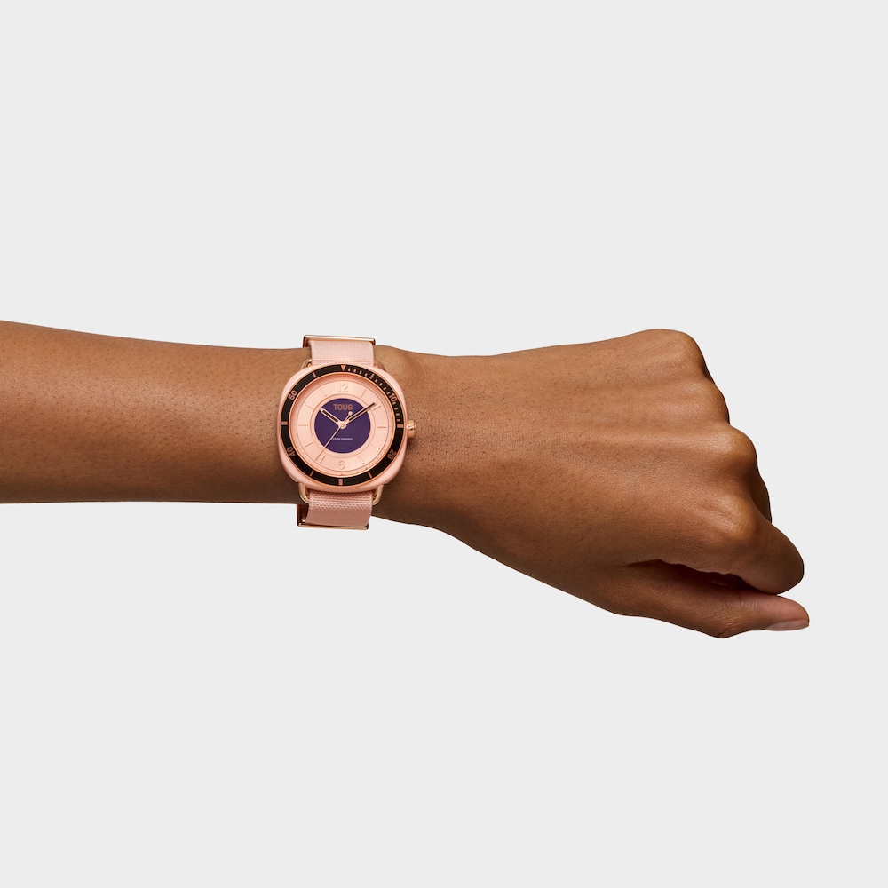 Reloj anal&oacute;gico de acero IPRG nude con brazalete el&aacute;stico en color rosa Osier