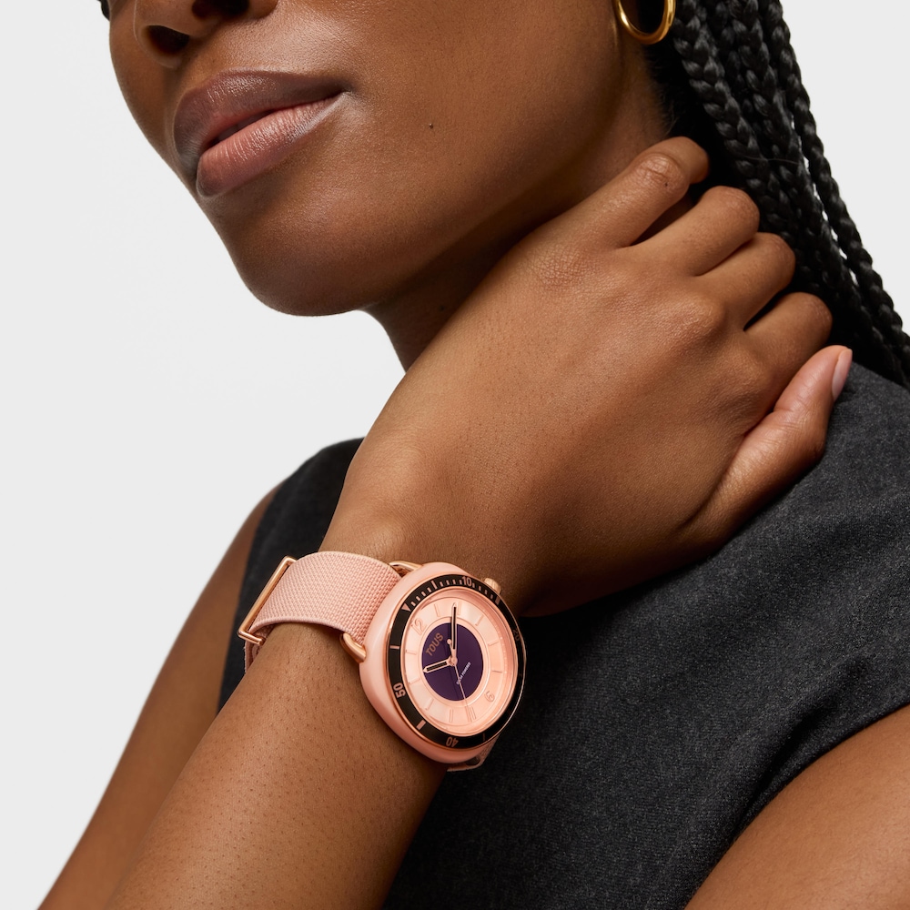 Reloj anal&oacute;gico de acero IPRG nude con brazalete el&aacute;stico en color rosa Osier