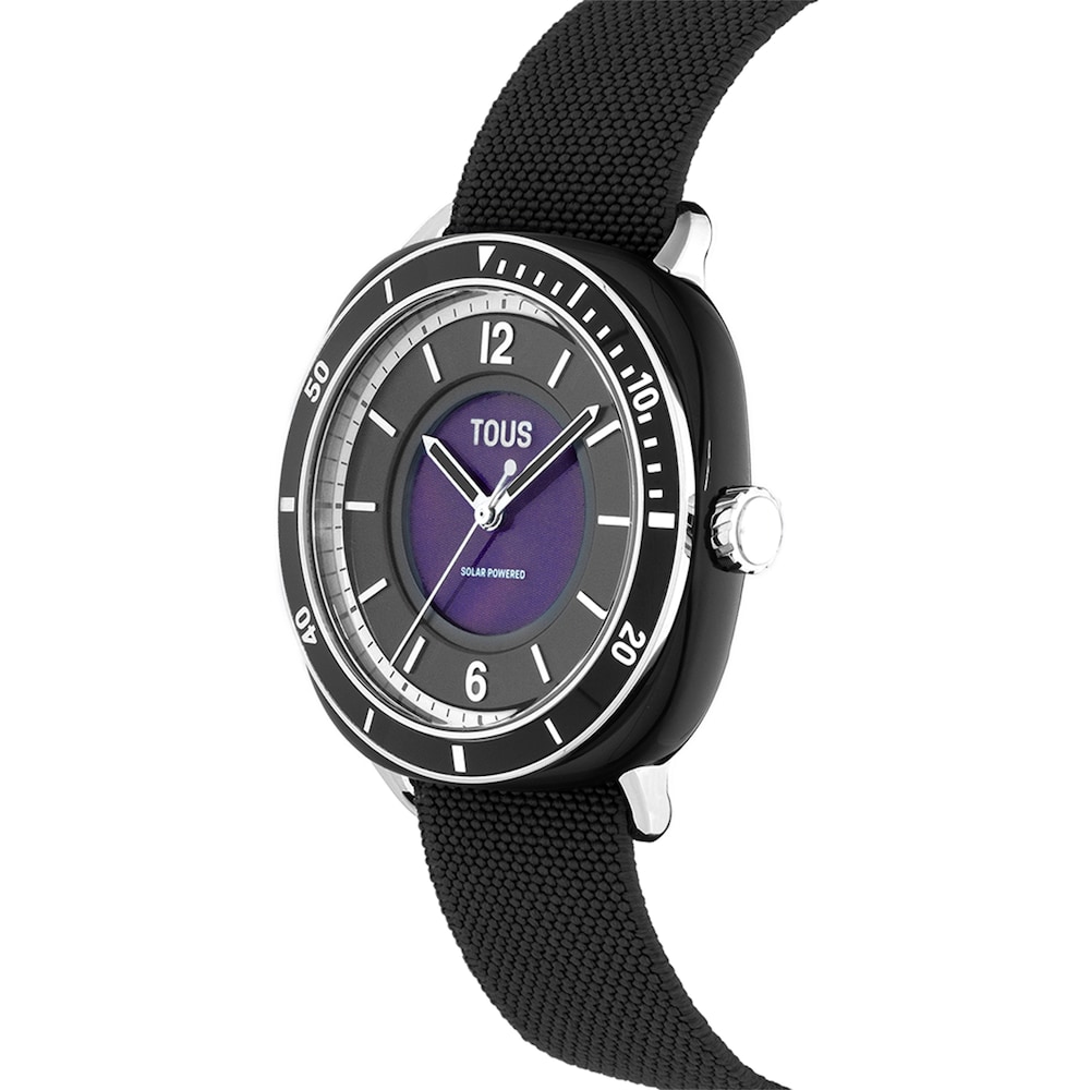 Zegarek analogowy ze stali z czarny elastyczną bransoletą Osier