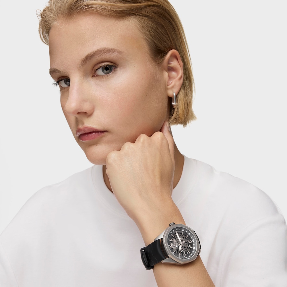 Automatic analog Watch with titanium case and black rubber bracelet TOUS Now