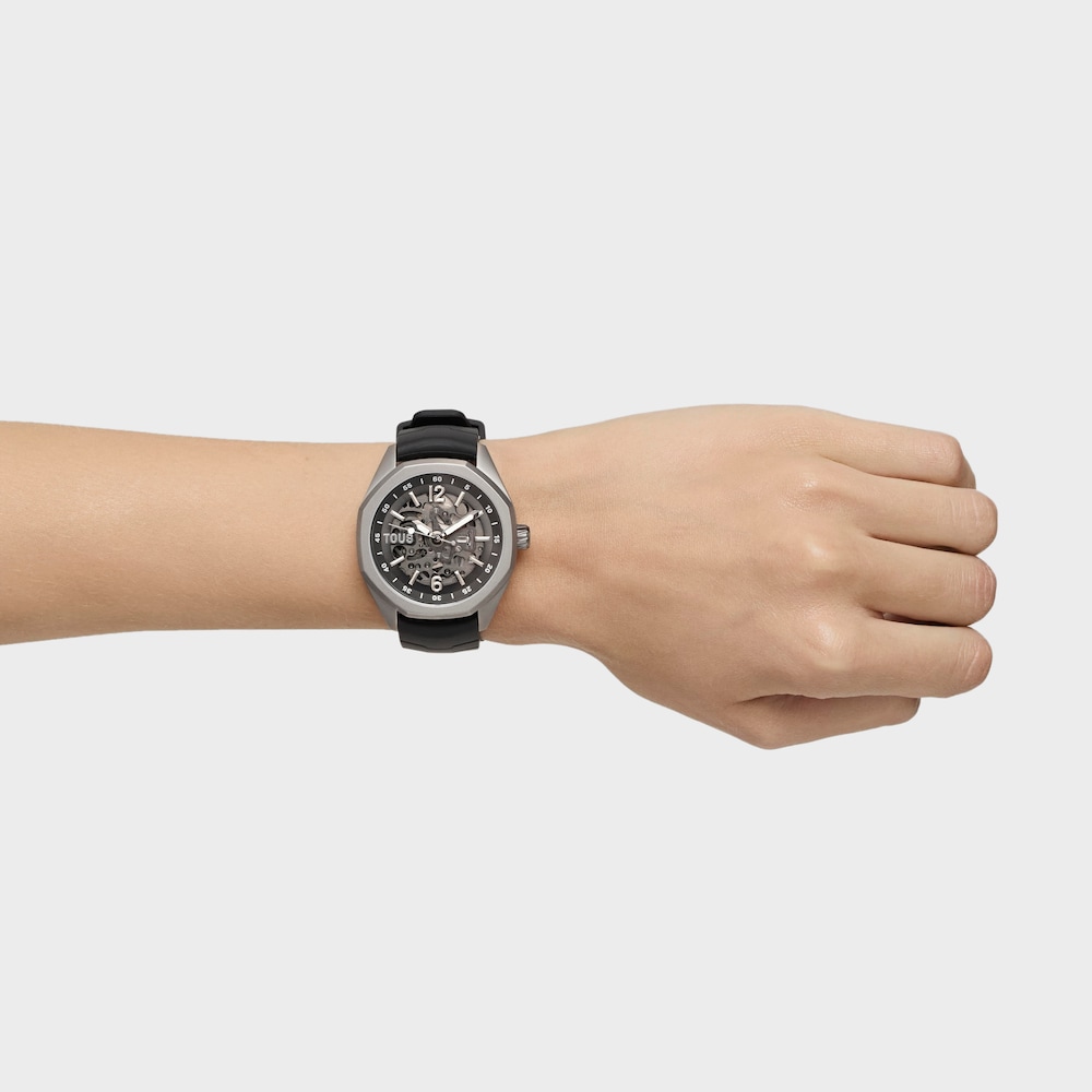Automatic analog Watch with titanium case and black rubber bracelet TOUS Now