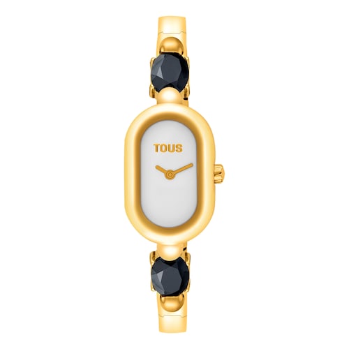 Analog Watch with gold-colored IPG steel bracelet and onyx TOUS Color