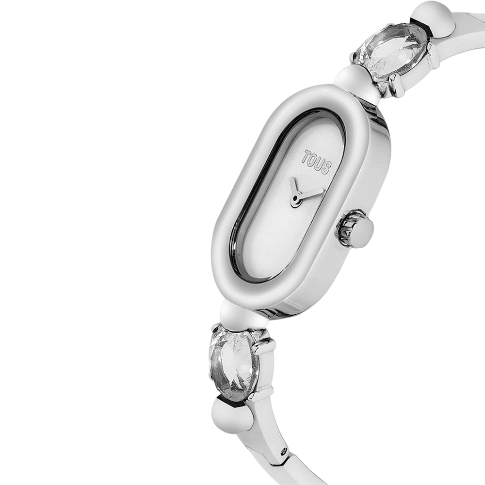 Reloj analógico con brazalete de acero y cristal de roca TOUS Color image number 1